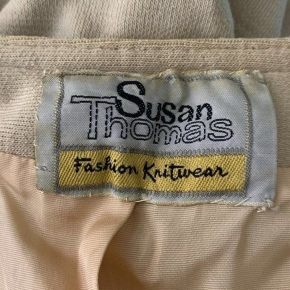 Vintage 60s Suede Wool Open Front Jacket S Brown Knit Pockets Buttons Lined - Picture 8 of 9